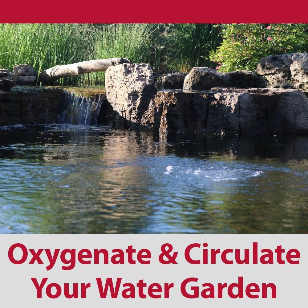 The Pond Guy Pond Aerator 2, Complete Aeration Kit, Add Oxygen to Koi & Fish Water Garden Ponds, Outdoor Diaphragm Compressor Pump, Air Line, Faux Grey Stone Rock Cover & 2 Submersible Diffuser Stick