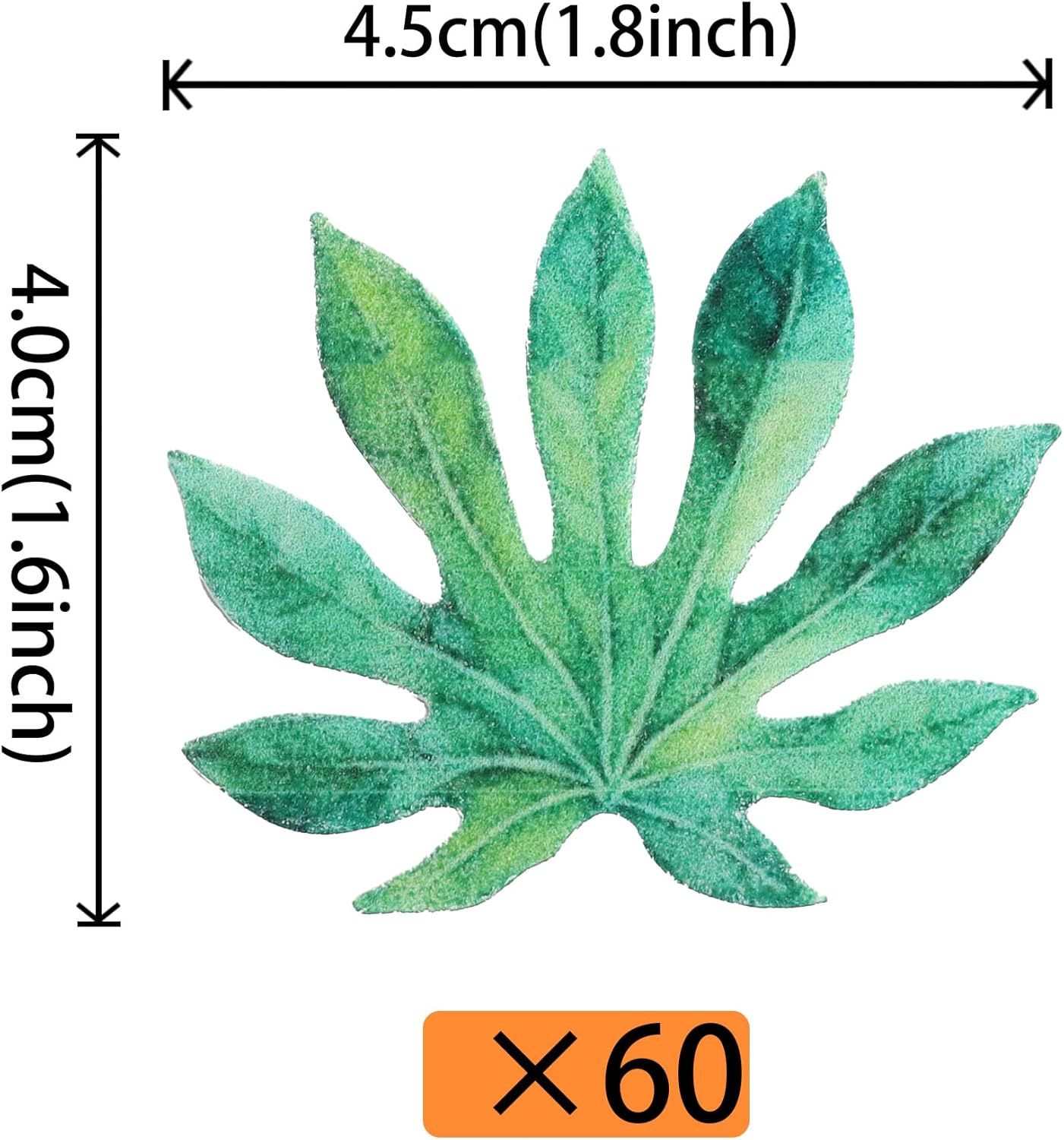 60 PCS Edible Tropical Turtle Leaves Cupcake Toppers Palm Leaves Cupcake Picks Hawaii Luau Party Decorations for Jungle Plant Leaf Summer Tropical Theme Baby Shower Birthday Party Decorations Green