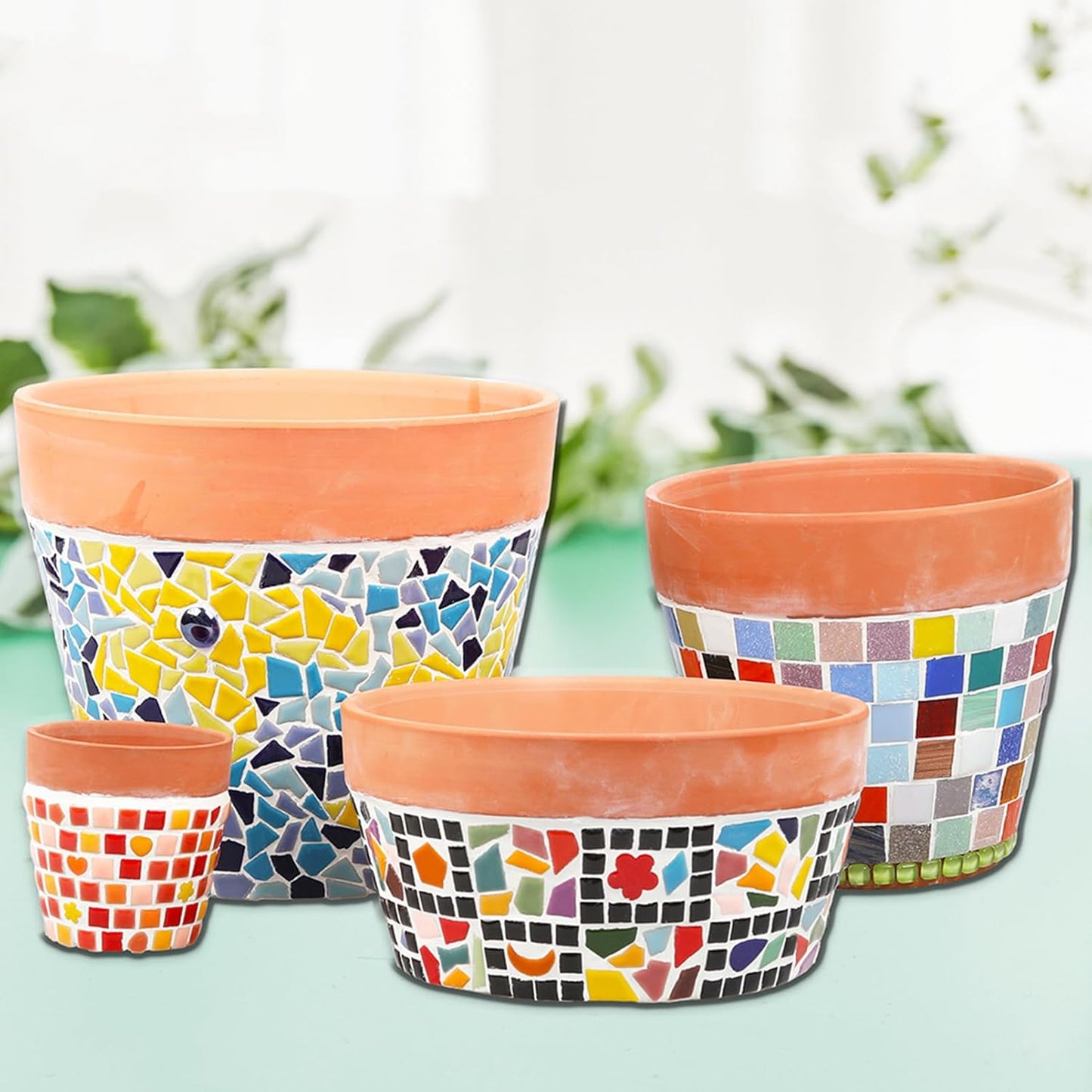 200g Triangles Trapezoids Polygons Ceramic Irregular Size Mosaic Tiles for Crafts Glass Mosaic for Jewelry Making (Green Mix)