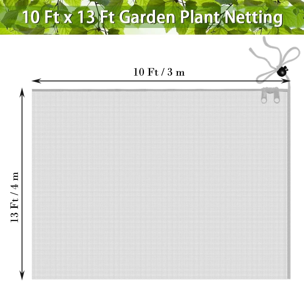 Fruit Tree Netting Covers with Zipper to Protect from Squirrels and Birds Large Netting for Fruit Trees Net Protection, White, 10' x 13', 1 Pack