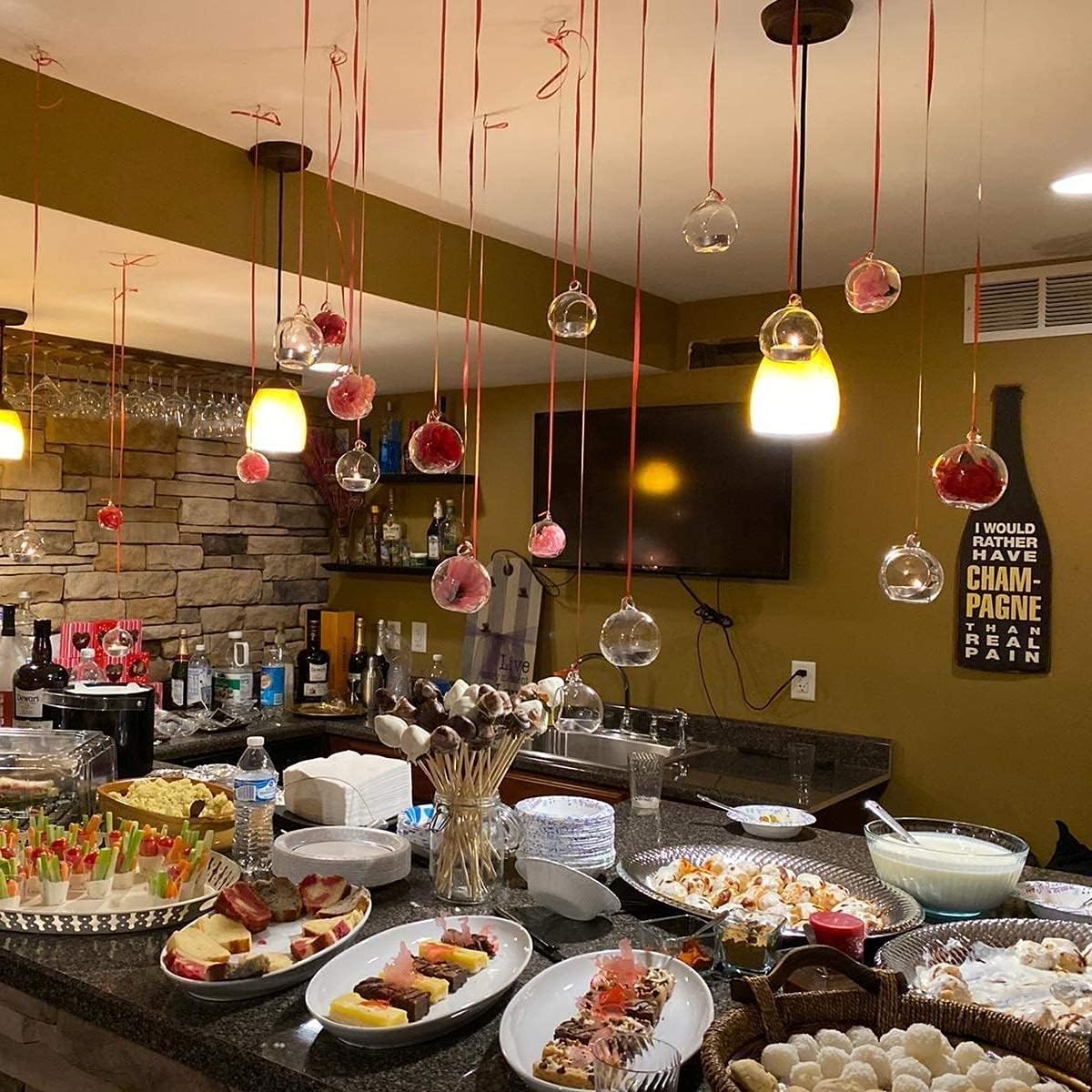 Sziqiqi Hanging Glass Globes Orbs Tea Light Candle Holders fillable with Trinkets for Wedding Ornaments, Wedding Birthday Christmas Party Centerpiece Accessory 2.36inch 20pcs +4 Extra