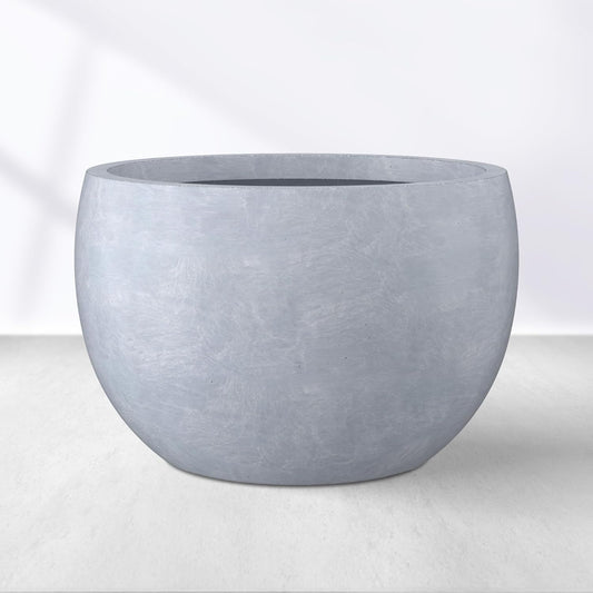 Kante 11.8" Dia Round Concrete Planter, Outdoor/Indoor Large Bowl Plant Pots with Drainage Hole and Rubber Plug for Garden Patio Balcony Home, Gray