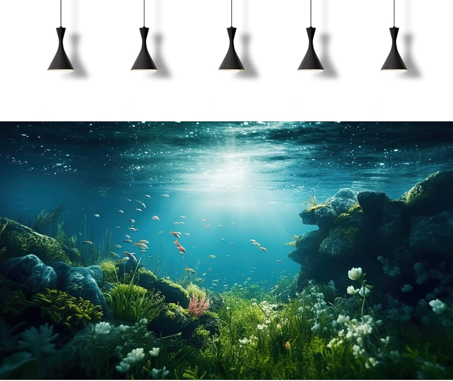 Underwater Aquarium Background Under The Sea Fish Tank Background Ocean Floor Green Aquatic Plants Aquarium Backgrounds Deep Sea Sunray Tropical Fish Aquarium Tank Backgrounds 72x18in
