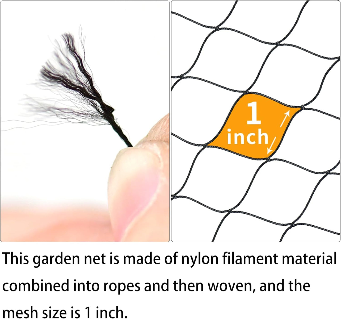 50 x 50 FT Bird Netting for Garden, 1" Square Mesh Size Heavy Duty Nylon Chicken Coop Netting for Blueberry Bushes, Fruit Trees and Vegetable Against Birds, Deer, Squirrels (50X50FT)