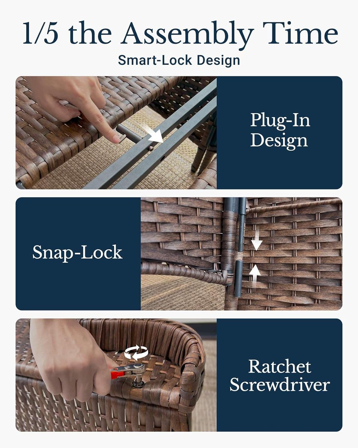 HILLGA Luxury Patio Furniture Set with 6-Inch Thick Cushions, High Back Outdoor Swivel Rocker Chairs and Patio Loveseat, 5-Piece All Weather Conversation Set for Porch Deck Pool Yard, Beige (V3)