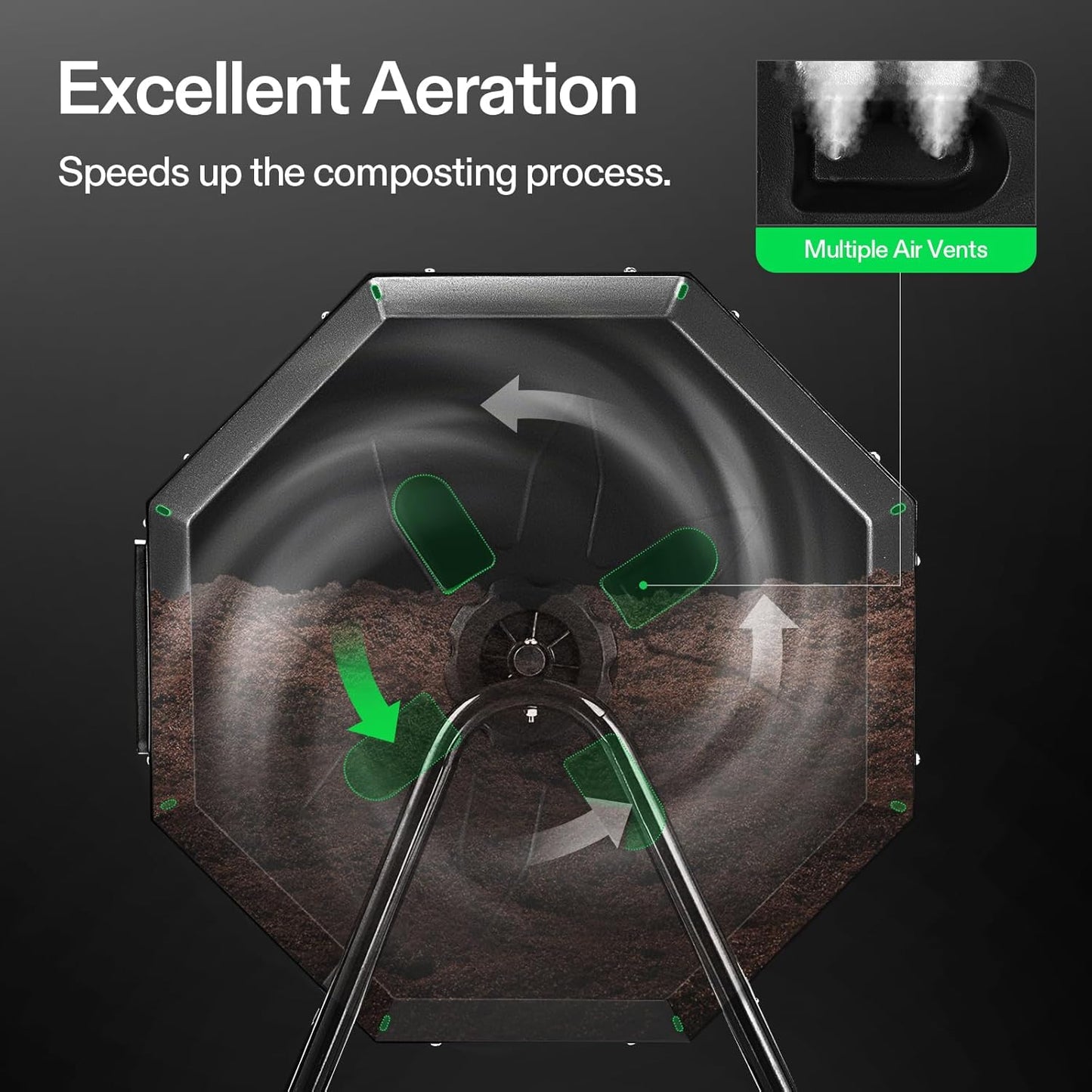 VIVOSUN Outdoor Tumbling Composter Dual Rotating Batch Compost Bin, 43 Gallon Black Door