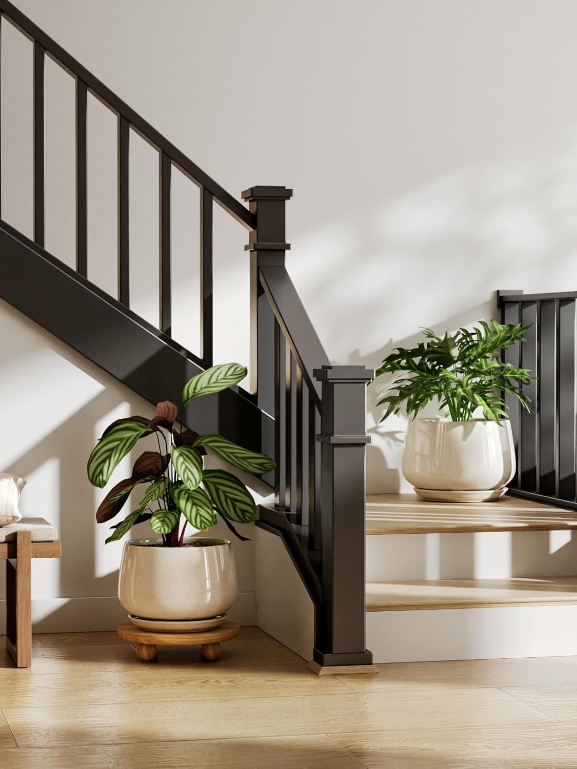 LE TAUCI Ceramic Planters, 12 Inch Pots for Plants, Indoor Plant Pots with Drainage Holes and Saucers, Modern Planters Fit Mid Century Plant Stand, Flower Pots for Indoor Plants, Reactive Glaze Beige