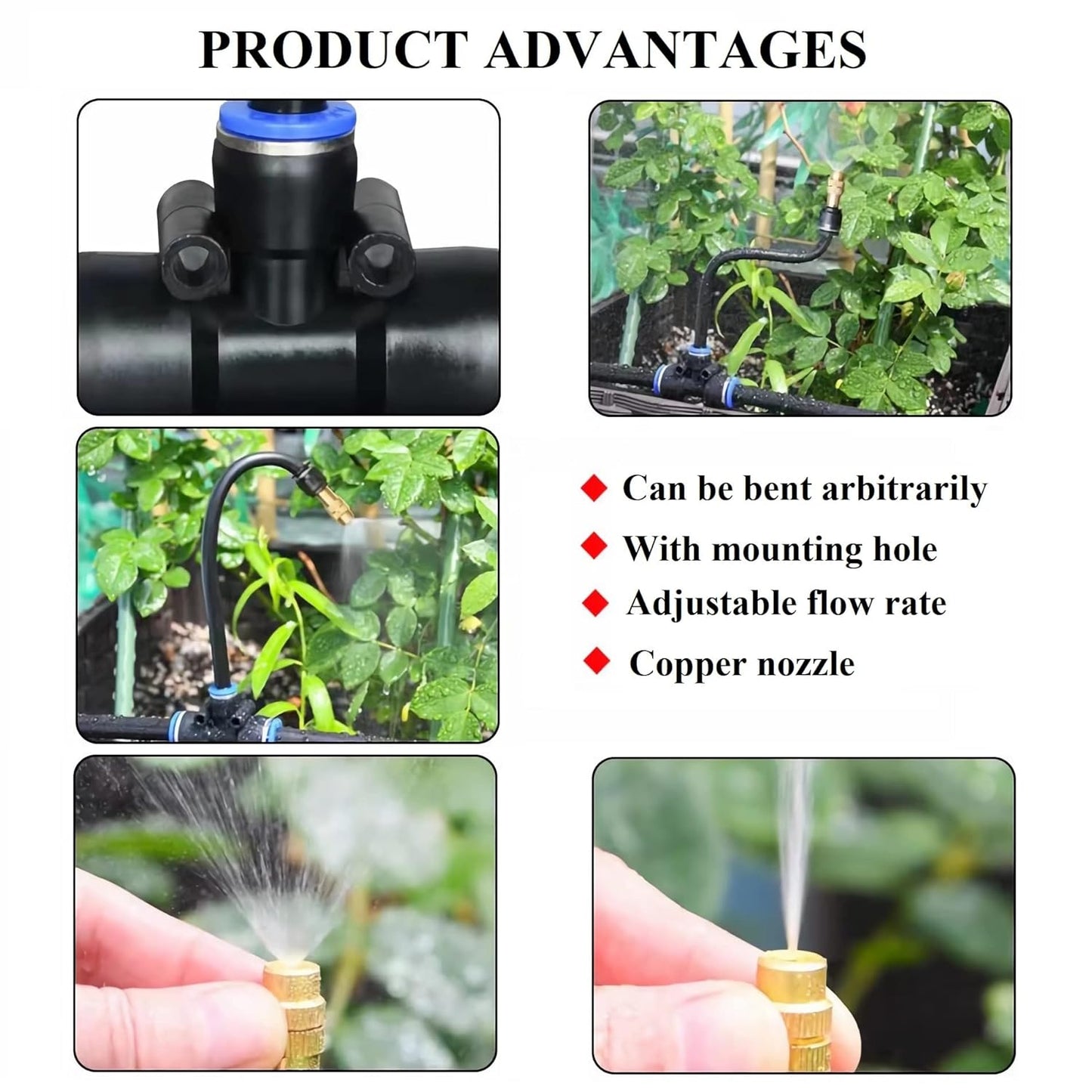 New Quick Connector Drip Irrigation Kits,Automatic Irrigation System with Replaceable 360-degree Bending Dropper,atomizing Copper Nozzle for Watering System for Garden Plant Lawn Patio.