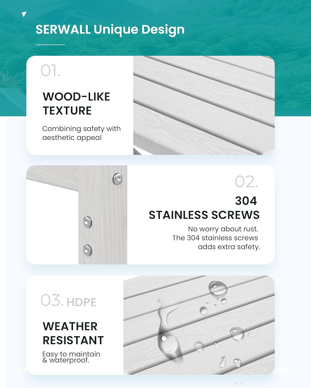 SERWALL Tall Adirondack Chairs Set of 2, Oversize Balcony Adirondack Chairs Set, Outdoor Bar Height Barstools Widened Chair Set for Bistro, Poolside, Garden, White