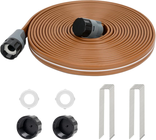 LINEX Sprinkler Soaker Hose 30 ft for Garden, Watering Hose with Holes, High-Efficiency Sprinklers System for Lawn and Garden with Staples