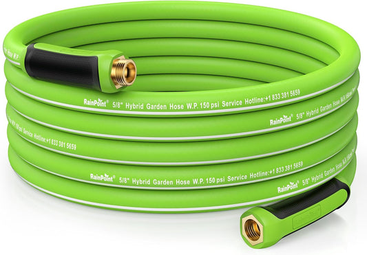 RAINPOINT Garden Hose 50ft - Flexible Heavy Duty Water Hose with Swivel Handle - Lightweight, Hybrid Rubber, 5/8", Male to Female