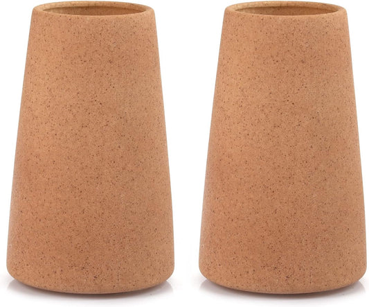 Simple Vase for Flowers Plants, Matte Vases for Modern Table Shelf Home Decor Wedding Boho Decor, 6" H Frosted Elegant Ceramic Vase for Pampas Grass Fluffy Stem Bouquet Lavender Flowers (Brown, 2)