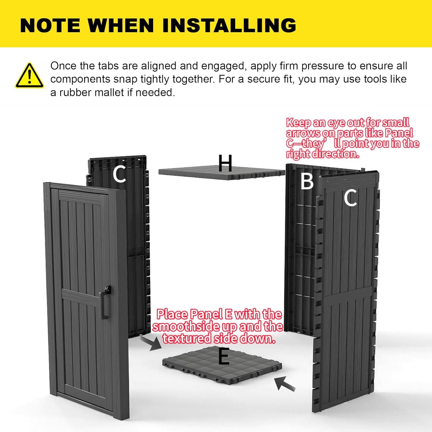 Outdoor Resin Storage Shed, Upgrade Durable Storage Cabinet with Removable Shelves and Lock Ring, Reinforced Floor, All-Weather Construction for Garden Patio Lawn (Gray)