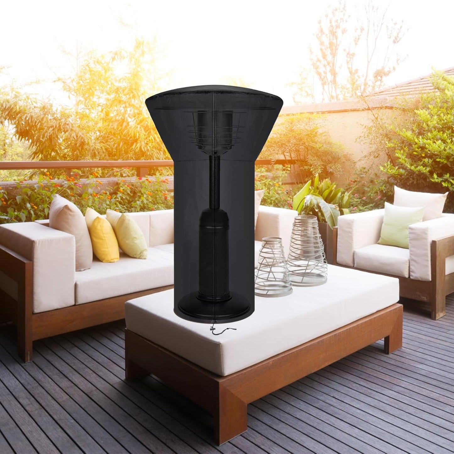Patio Tabletop Heater Covers with Zipper and Storage Bag,Waterproof,Dustproof,Wind-Resistant,Sunlight-Resistant,Snow-Resistant,Black,38'' Height x 24" Dome x 14.5" Base