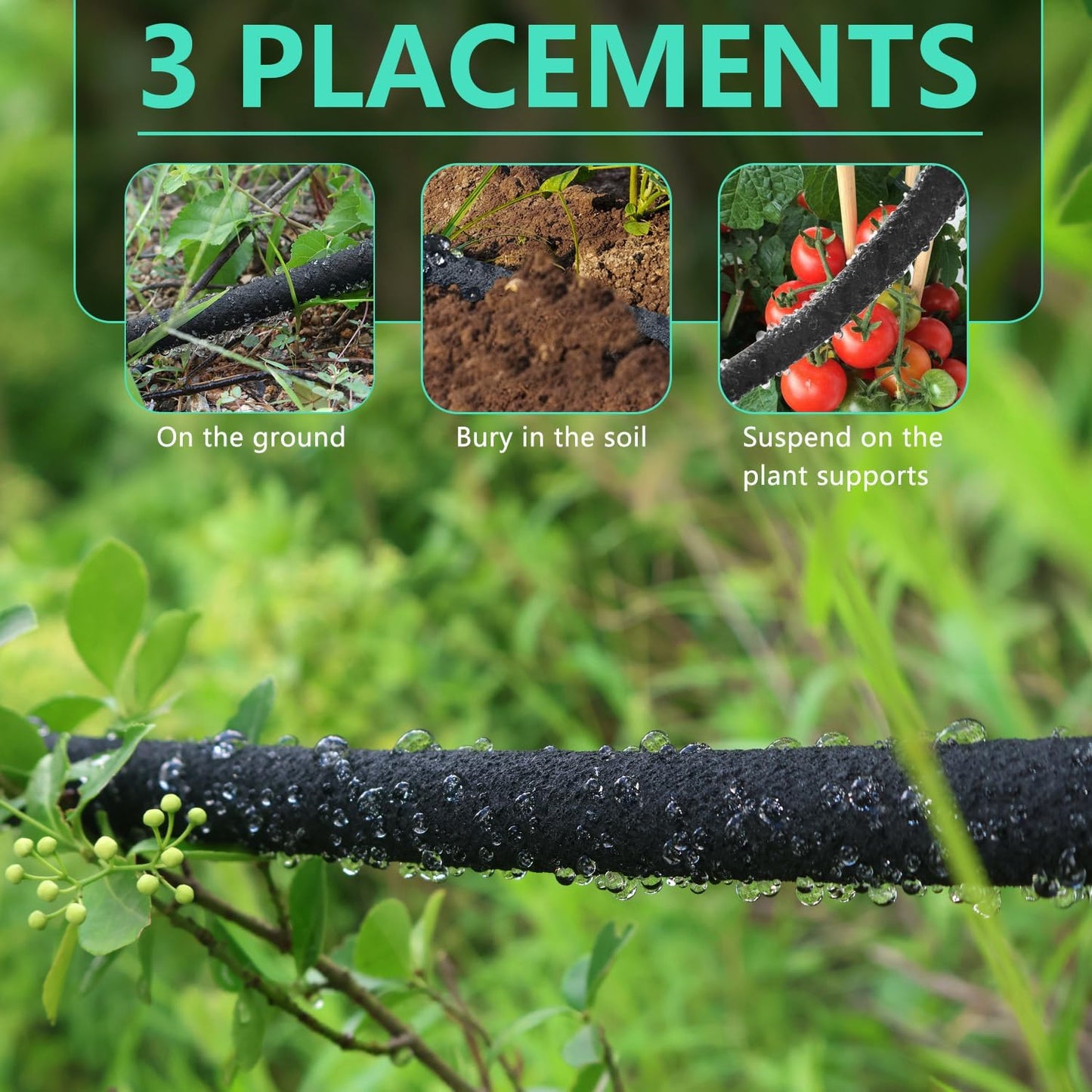 1/2’’ Soaker Hose for Garden 50 Ft, Heavy Duty Soaker Hose 50 ft for Raised Garden Beds, Garden Soaker Hoses for Foundation Watering Drip Hose Irrigation System (50 ft)