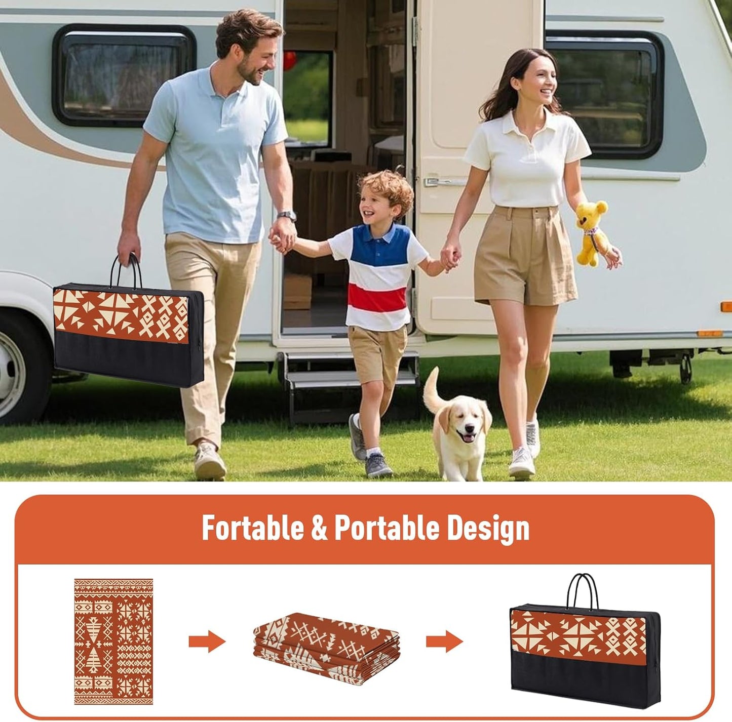 WILDROOTS 4x6 Feet Plastic Exotic Red Outdoor Rug, Stain Resistant Waterproof Reversible Outdoor Patio Rug, Fade Resistant Camping Rug