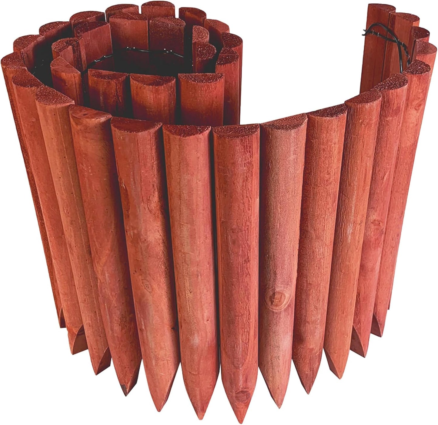 Worth Garden 3.5 Ft Wooden Short Fence Outdoor Landscape Edging Flexible Decorative Border - Tree Fence - Spring Garden & Yard Maintenance - 11.8'' H x 42'' L - (11.8'', Red) - K624A04