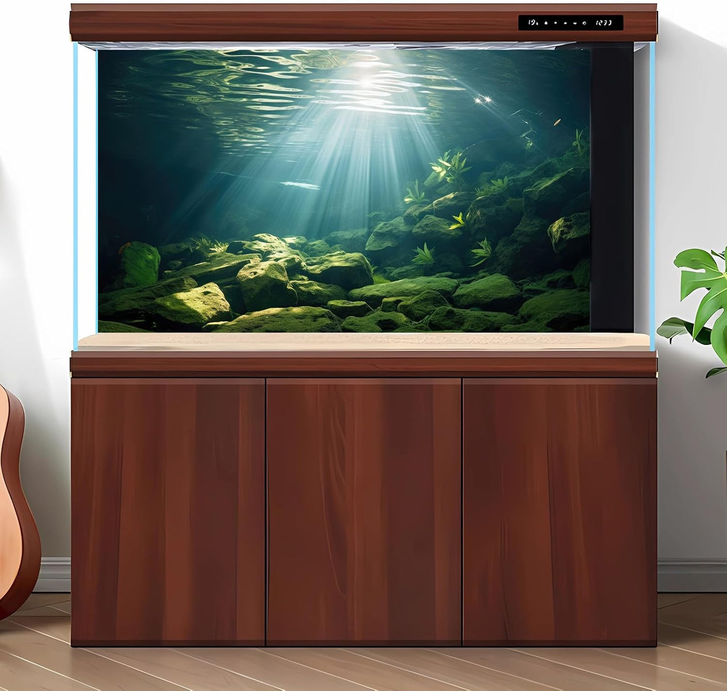 Under The Sea Aquarium Background Aquatic Plants Deep Sea Fish Tank Background Underwater Sunray Rock Terrarium Backgrounds Deep Ocean Floor Tropical Fish Tank Backgrounds 30x12in