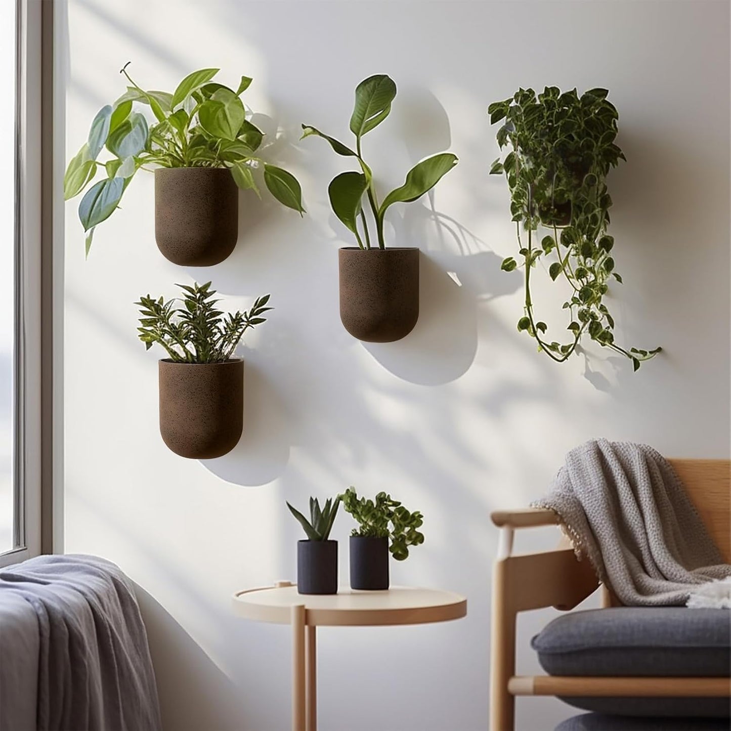 LA JOLIE MUSE Wall Hanging Planters for Indoor Plants, Hanging Flower Pots for Air Plants Succulent, Set of 2, 6 Inch, Iron Rust