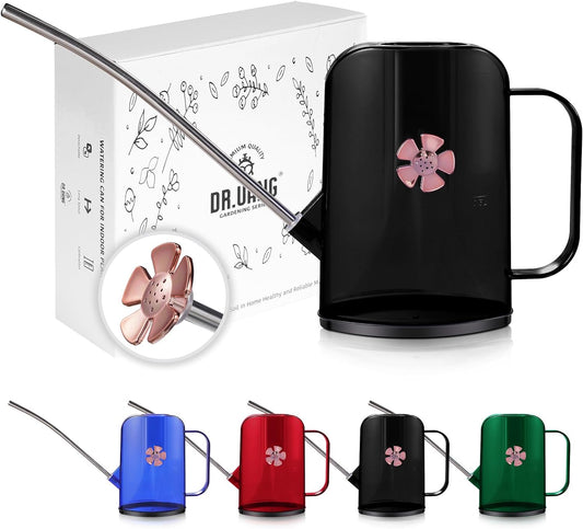 Watering Can Indoor for House Plants Small Watering cans with Long Spout Flower Model Sprinkler Head 1.2L (Black Coffee, 1.2L)