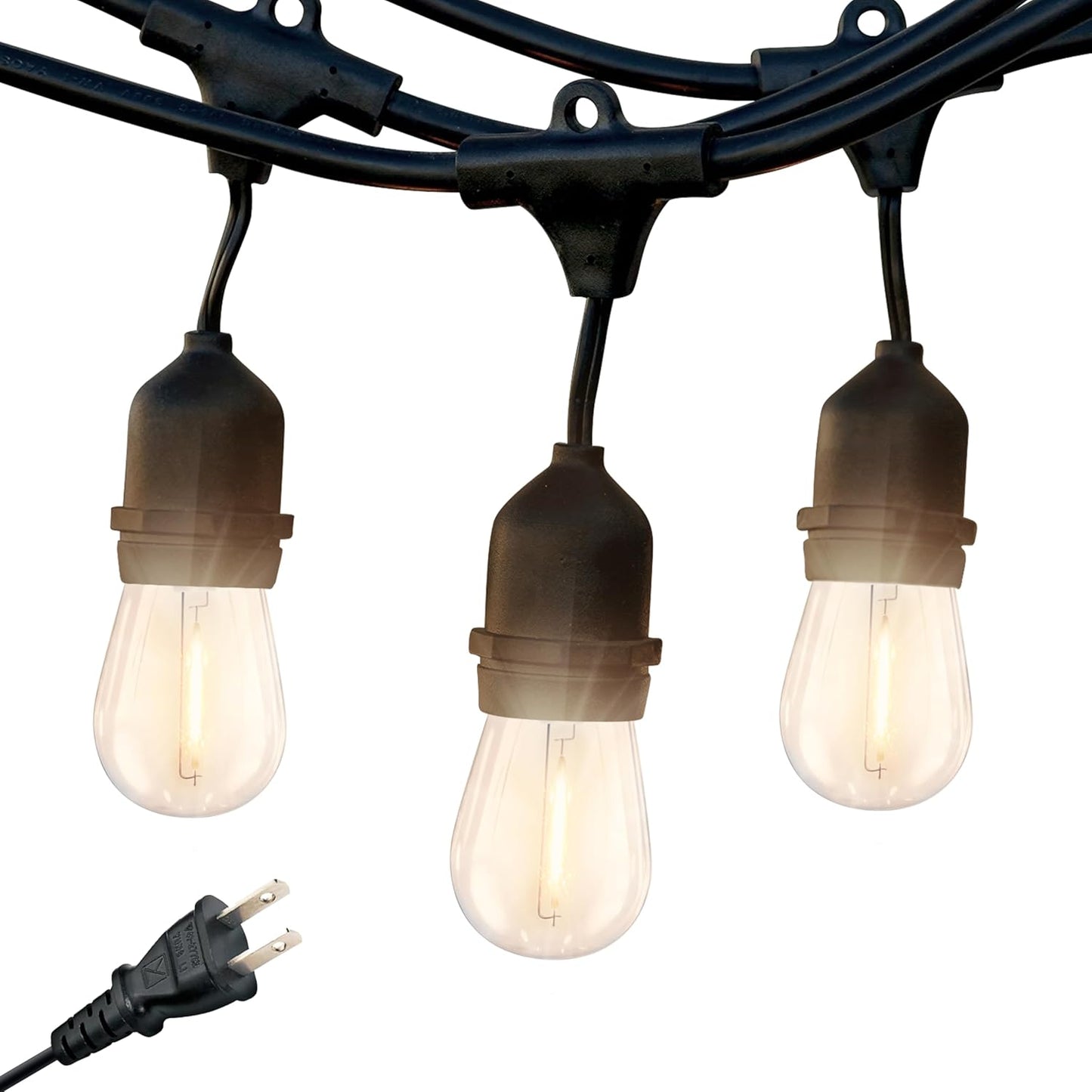 Brightech Ambience Pro LED String Lights - 24 Ft Commercial Grade Patio Lighting Outdoor Waterproof - 7 Heavy Duty Porch Lights for Outside, Christmas, Backyard - 1W Vintage Edison Bulbs, Dimmable