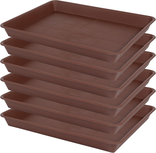 Plant Saucer Growing Tray, Seed Starter Tray Rectangular, Heavy Sturdy Plastic Plant Saucers Drainage Trays, Plant Drip Trays for Pots, Seed Starter Growing Tray (11 x 9 inch, 6 Pack)