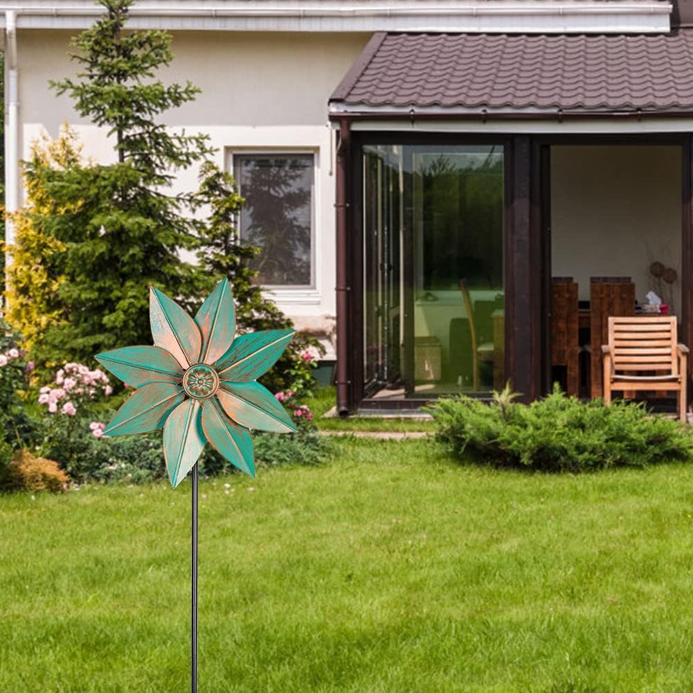DREAMYSOUL Pinwheels for Yard and Garden, 38 Inches Metal Kinetic Wind Spinner for Outdoor Garden Patio Yard Decor
