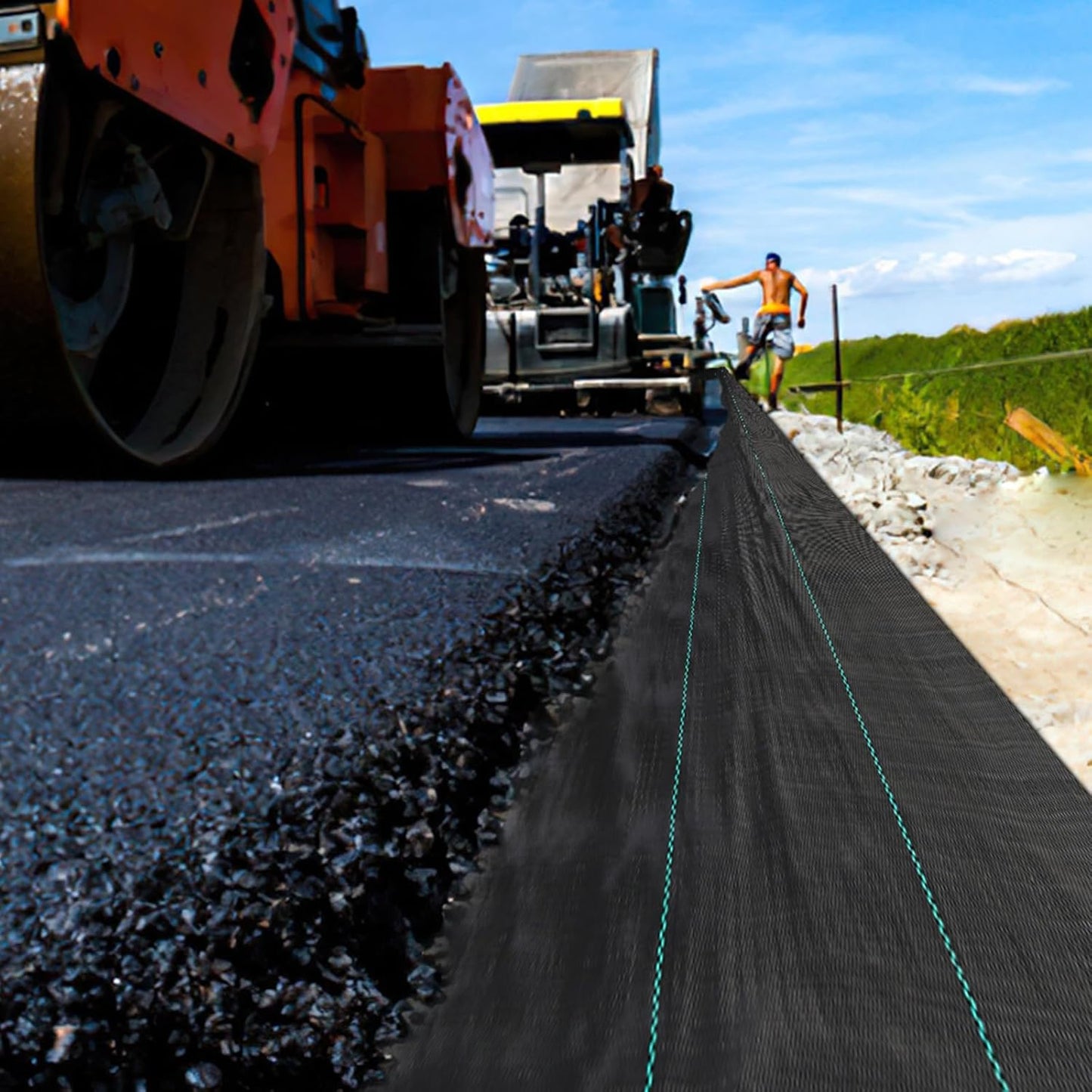 4x100 FT Weed Barrier Fabric,3.2 OZ Landscape Fabric,Heavy Duty PP Ground Cover for Gardening,Farming