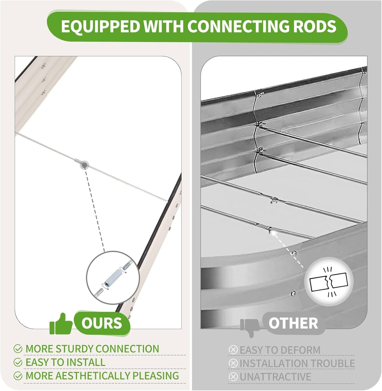 Galvanized Raised Garden Bed - 8x2x1FT Metal Planter Boxes Outdoor | Oval Steel Raised Bed Kit for Gardening with Protective Tape, Bracing Rods, Gloves for Vegetables, Flower, Herb (White)
