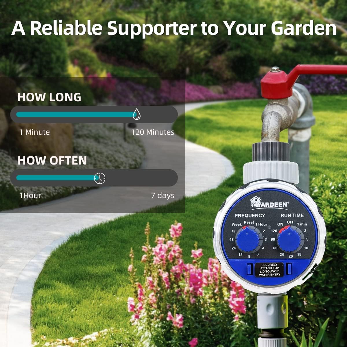 Water Timer Electronic Hose Sprinkler Garden Irrigation Controller Two Dial,No Water Pressure Required
