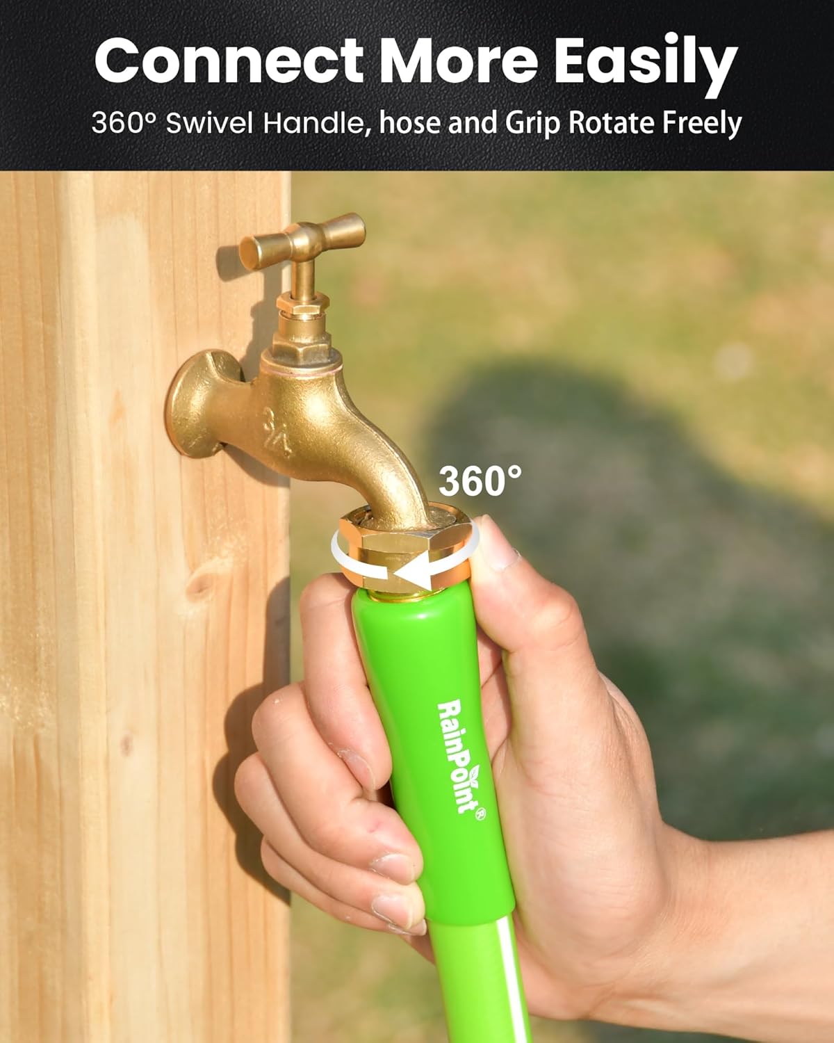 RAINPOINT Short Leader Garden Hose 3ft - Lightweight Water Hose with Swivel Handle, Male to Female Fittings- Flexible, Heavy Duty, Hybrid Rubber, with Male to Female Fittings