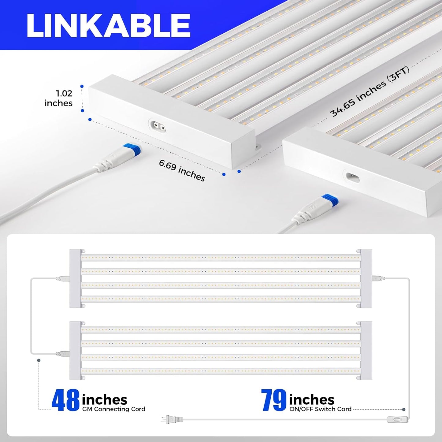 Barrina TX-L63 3FT Grow Lights for Indoor Plant, 252W (4 x 63W), 4 LED Panels Wider Coverage, Full Spectrum, High PPFD, Mechanical Timer, Linkable, Hanging Plant Light for Indoor, Seeding, 4 Packs