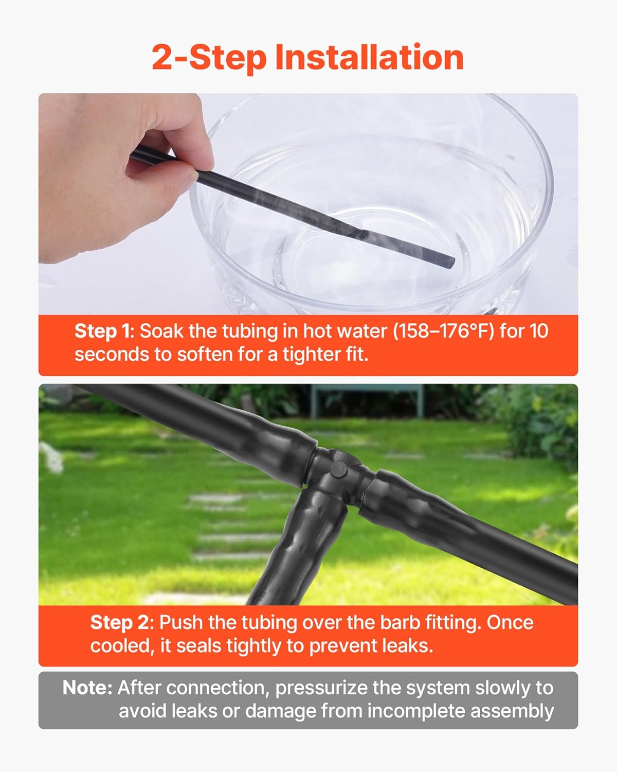 VEVOR Drip Irrigation Fittings Kit for 1/4" Tubing, 300 Pcs Drip Irrigation System Parts, Tees, Straight Barb, 4 Way Coupling, Elbows, End Plug, Single Barbs, Barbed Connectors for Yard Garden Lawn