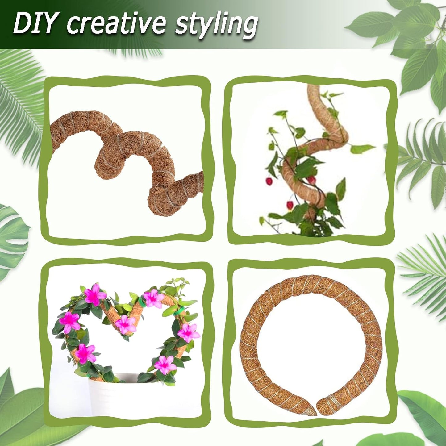 Moss Pole for Plants Monstera, 59 Inch Tall Bendable Moss Poles for Climbing Plants Indoor, Large Handmade Plant Pole Sticks, Coco Coir Plant Support Stakes for Potted Plants, Pothos