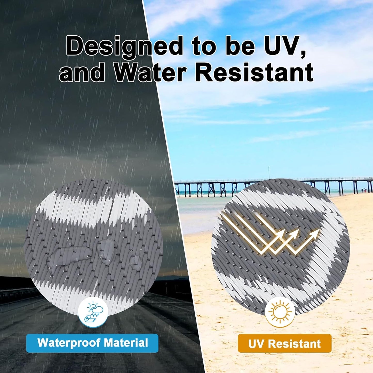 HEBE Outdoor Rug Waterproof 5x8, Reversible Plastic Straw Rug RV Camping Rug, Indoor Outdoor Patio Mat Clearance, Outside Carpet for Porch,Deck,Camper,Balcony,Backyard,Picnic