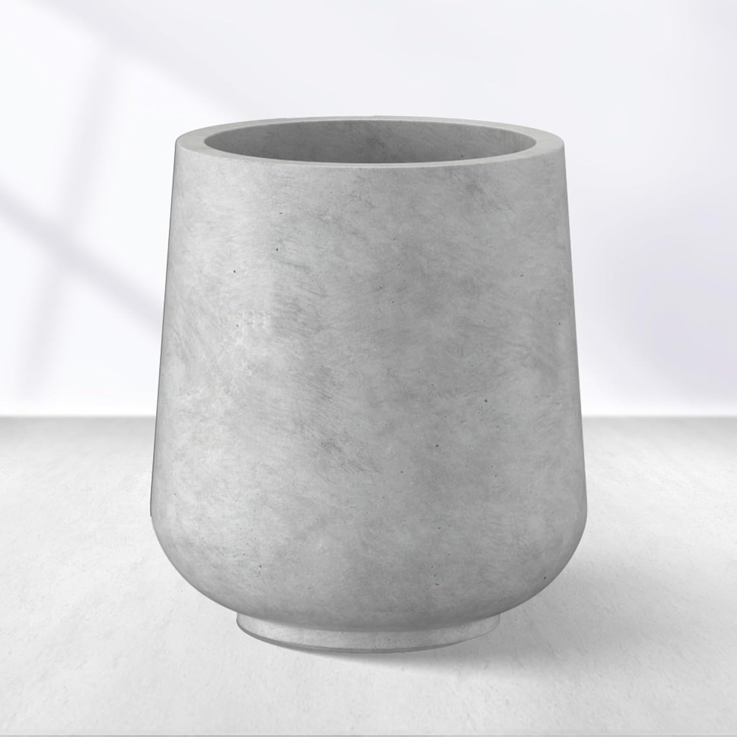 Kante 15.3" Dia Round Concrete Planter, Outdoor Indoor Large Plant Pots Containers with Drainage Hole and Rubber Plug for Home Garden Patio, Gray Concrete