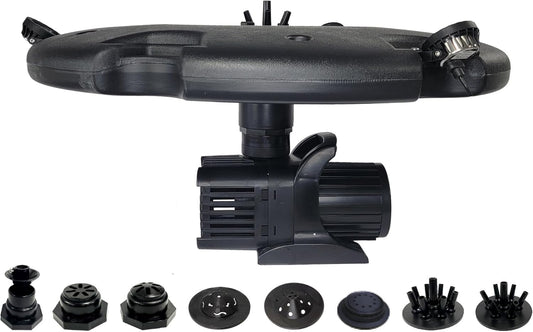 HALF OFF PONDS Floating Fountain – 1.2 HP Pond Aerator, 100' Cord – 10,000 GPH Water Pump – 11 Spray Patterns - Energy-Efficient – White LED Lights - for Large Ponds, Lakes & Water Gardens