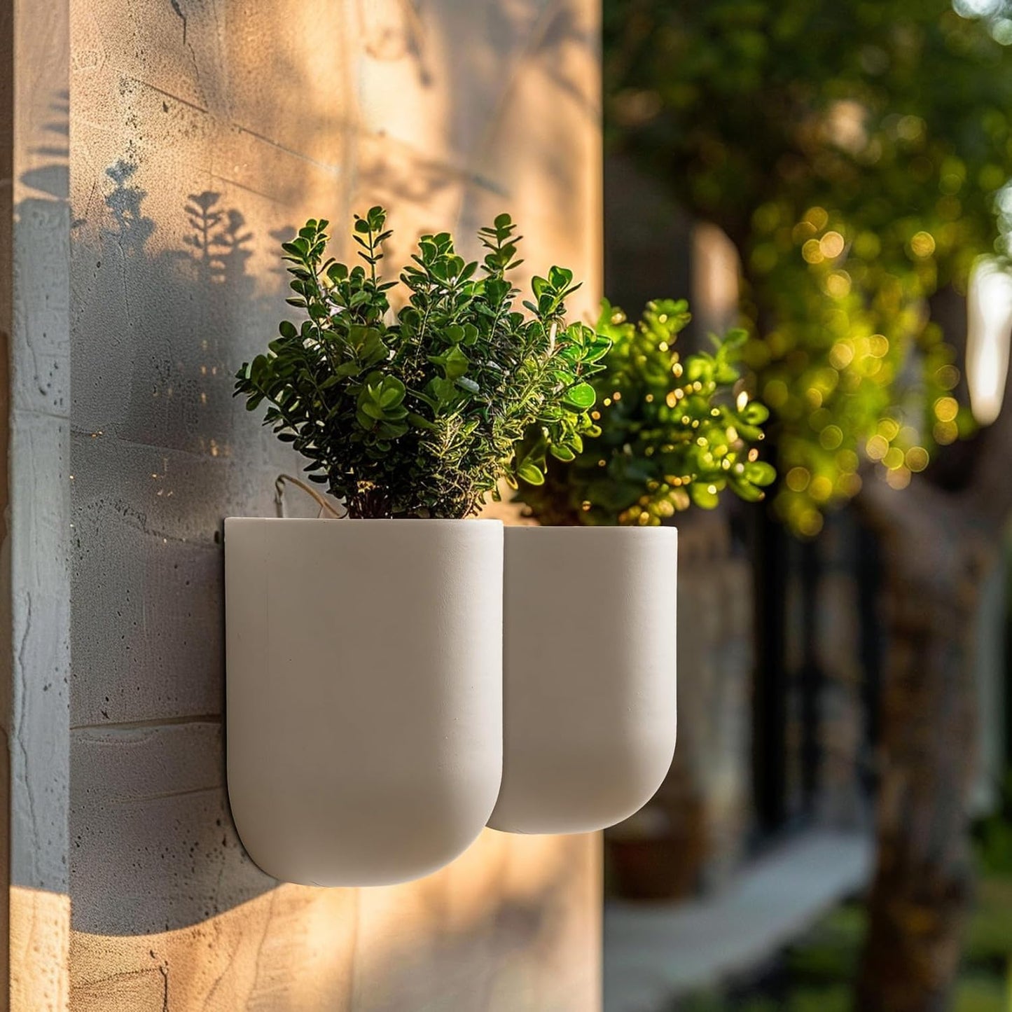 La Jolie Maison Wall Hanging Planters for Indoor Plants，Hanging Flower Pots for Air Plants Succulent, Set of 2, 6 Inch, Porcelain White