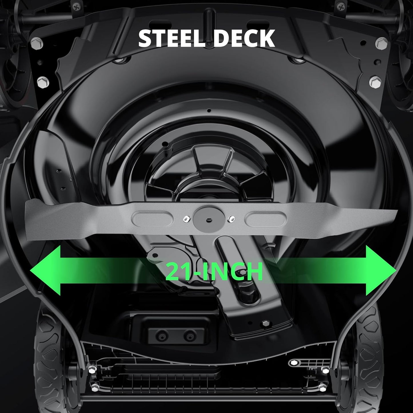 21" Gas Lawn Mower, 144cc Engine, 2-in-1 Mulching & Side Discharge, 6-Position Height Adjustment, Foldable Handles for Lawn, Yard, and Garden Maintenance