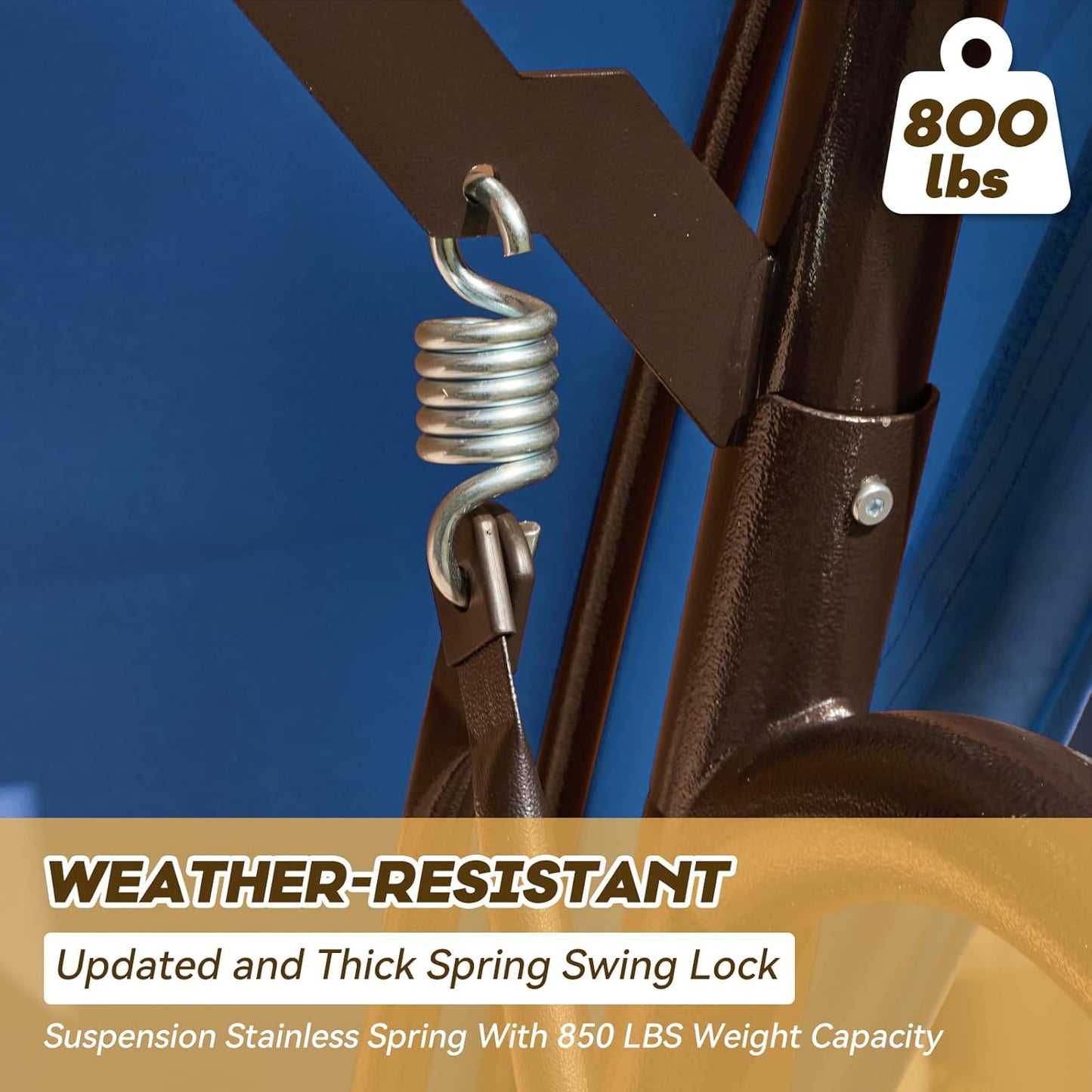 3 in 1 Outdoor Porch Swing with Adjustable Canopy, 3 Seat Outdoor Swing for Adults, Patio Swing Chair with Thickened Cushions,Pillows & Cup Holders for Backyard, Porch, Garden (Blue)