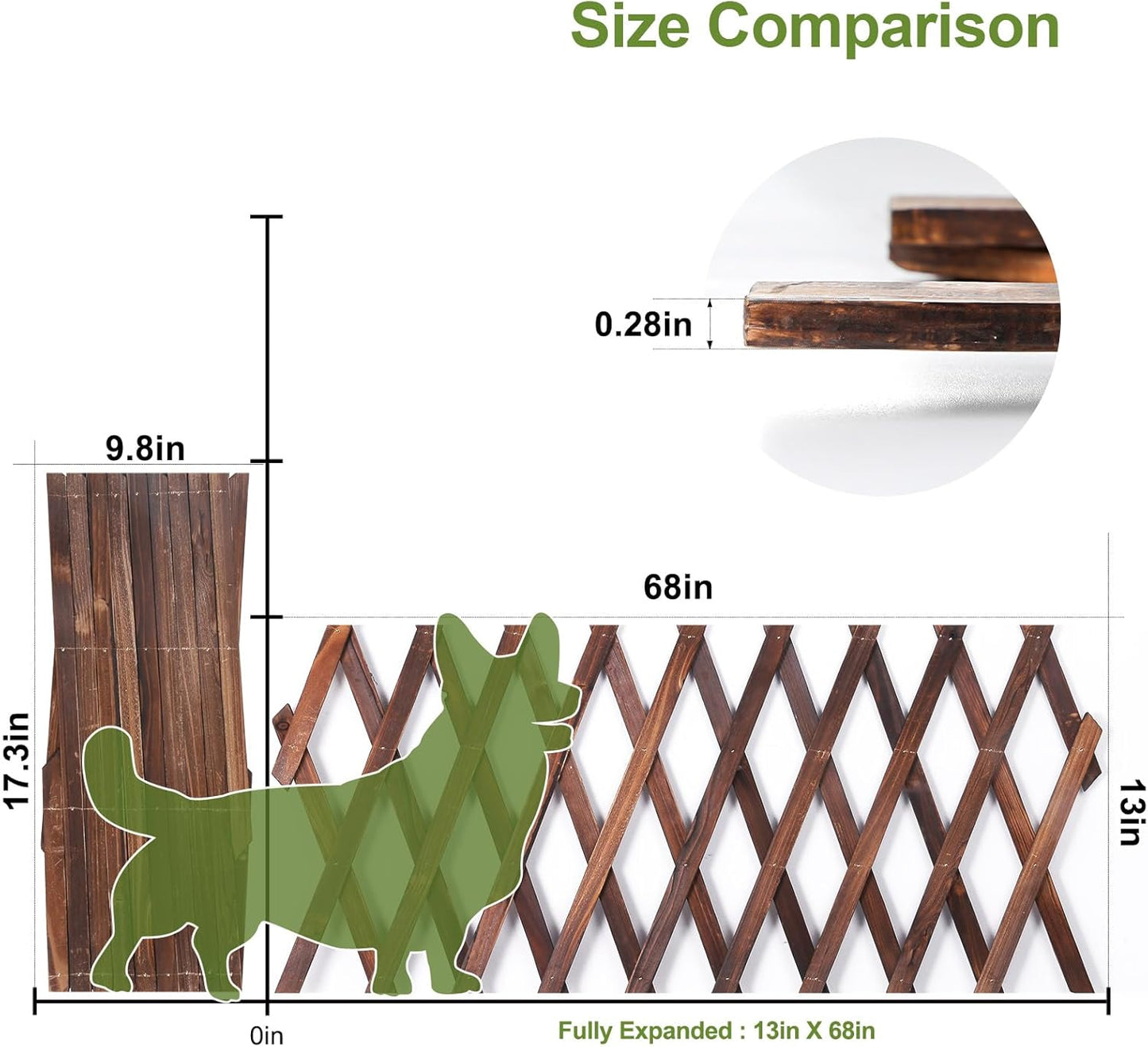 2 Pcs Expandable Garden Trellis, Wooden Lattice Wall Fence Trellis for Climbing Plants Ivy Vine Rose Clematis 13" x 68" for Outdoor Garden Patio Room Decor (2)