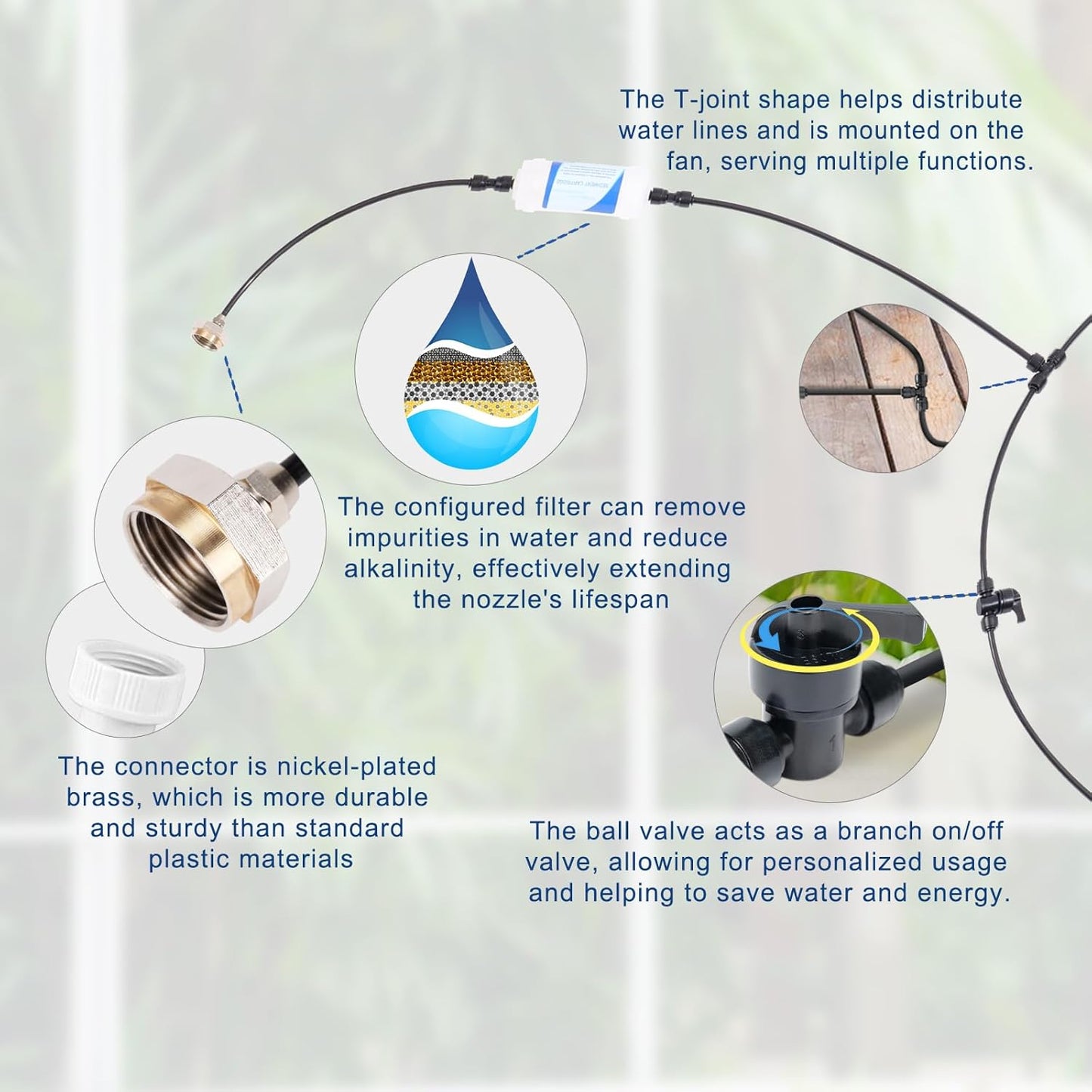 Misters for Outside Patio 32ft– Misting System with Filter and Easy DIY Installation for Garden, Trampoline, and Greenhouse-Ideal for Cooling Patios, and Chicken Coop
