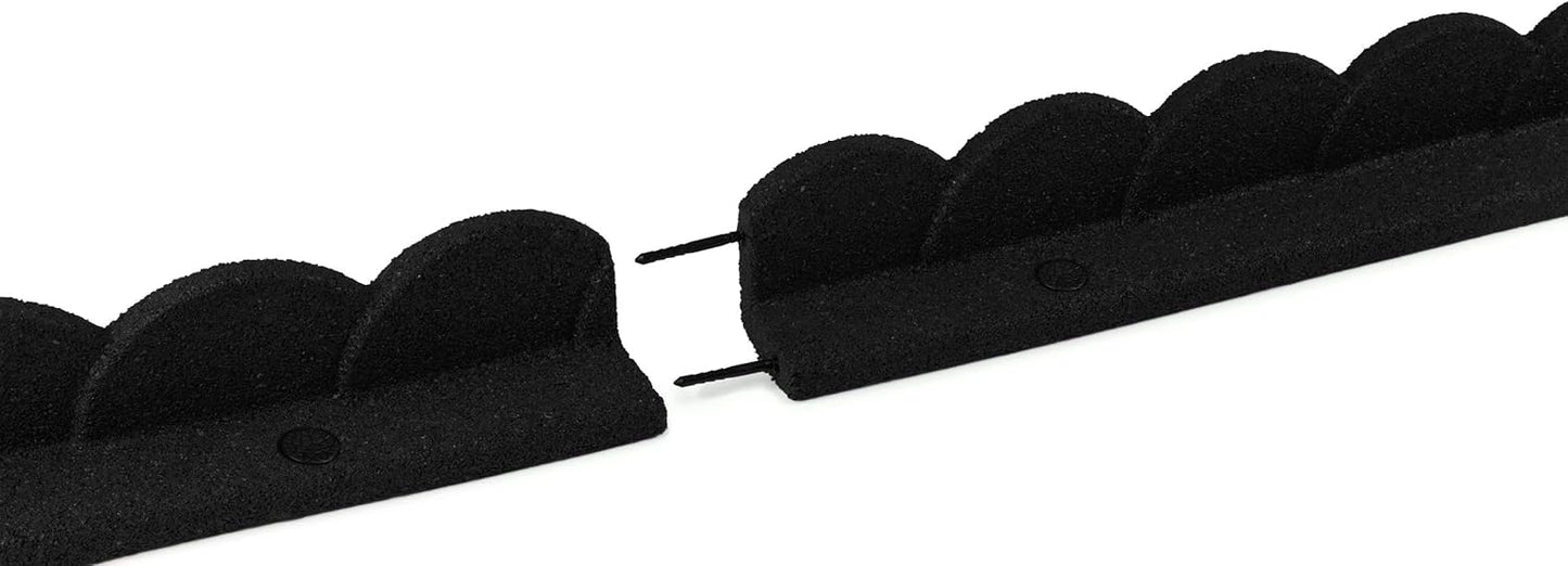 Playsafer L Shaped Flexible Rubber Scalloped Edger for Lawns Landscaping and Playground | Easy No Dig Installation| 4' Long (2, Black)