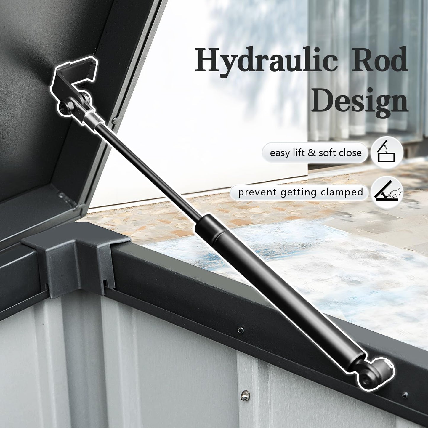 Domi 150-Gallon Outdoor Storage Box – Waterproof, Lockable Storage Cabinet for Patio Furniture, Garden Tools & Pool Supplies – Large Metal Storage for Cushions, Toys & More