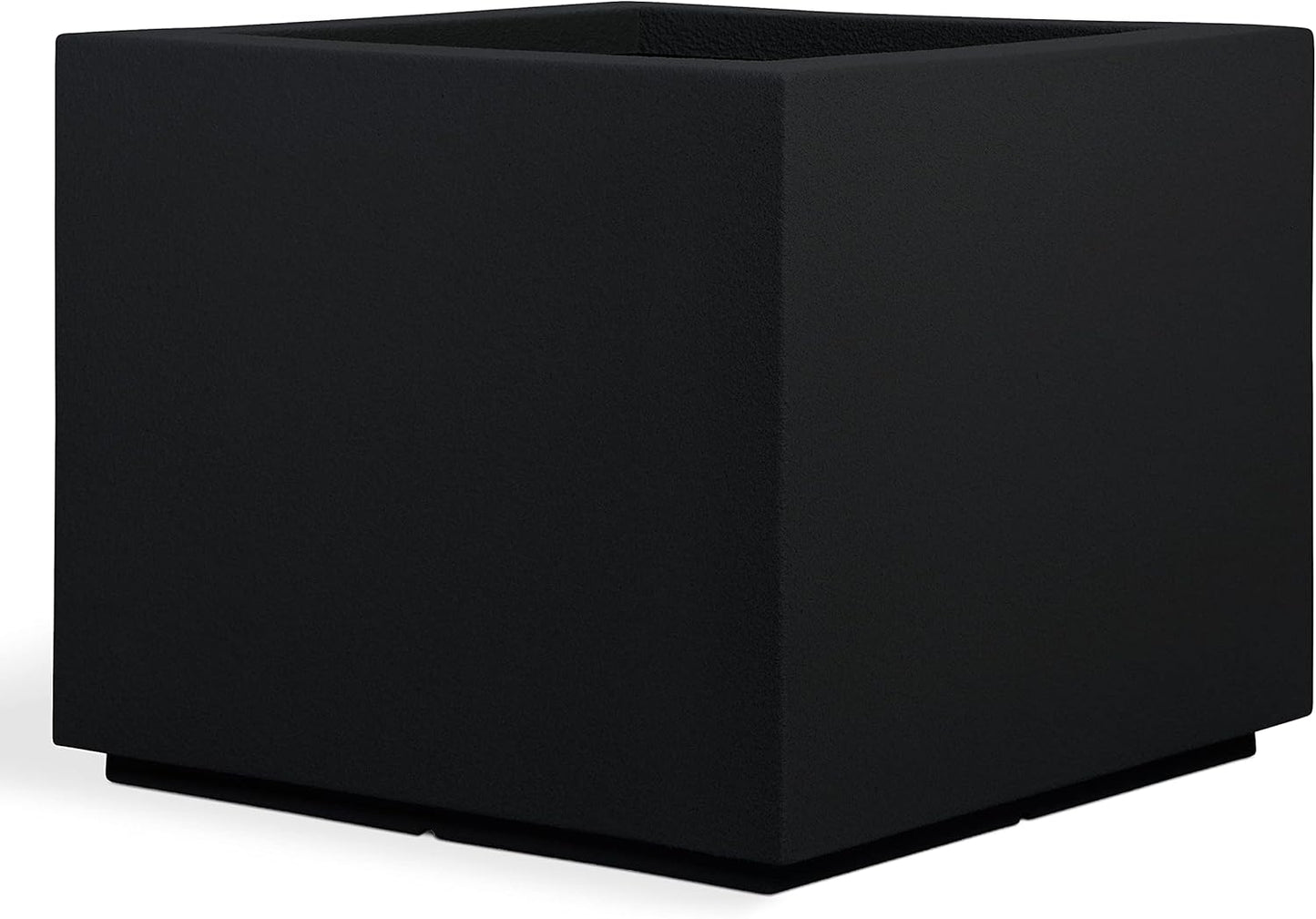 PolyStone Monterray Modern Outdoor/Indoor Square Planter, 23" L x 23" W x 19" H, Lightweight, Heavy Duty, Weather Resistant, Polymer Finish, Commercial Grade and Residential (Black)