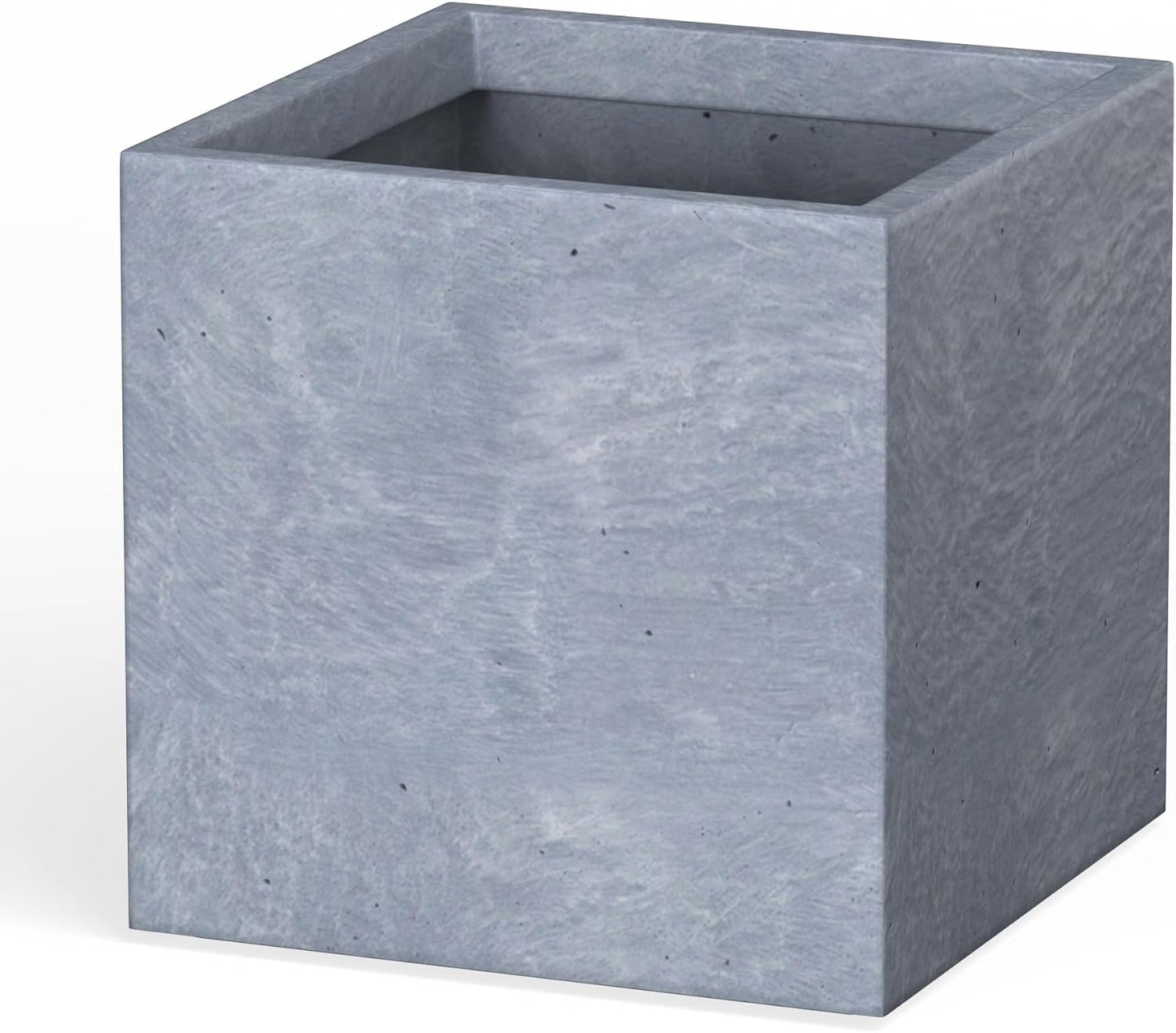Kante 10 Inch Square Concrete Planter for Outdoor Indoor Home Patio Garden, Large Plant Pot with Drainage Hole and Rubber Plug, Slate Gray