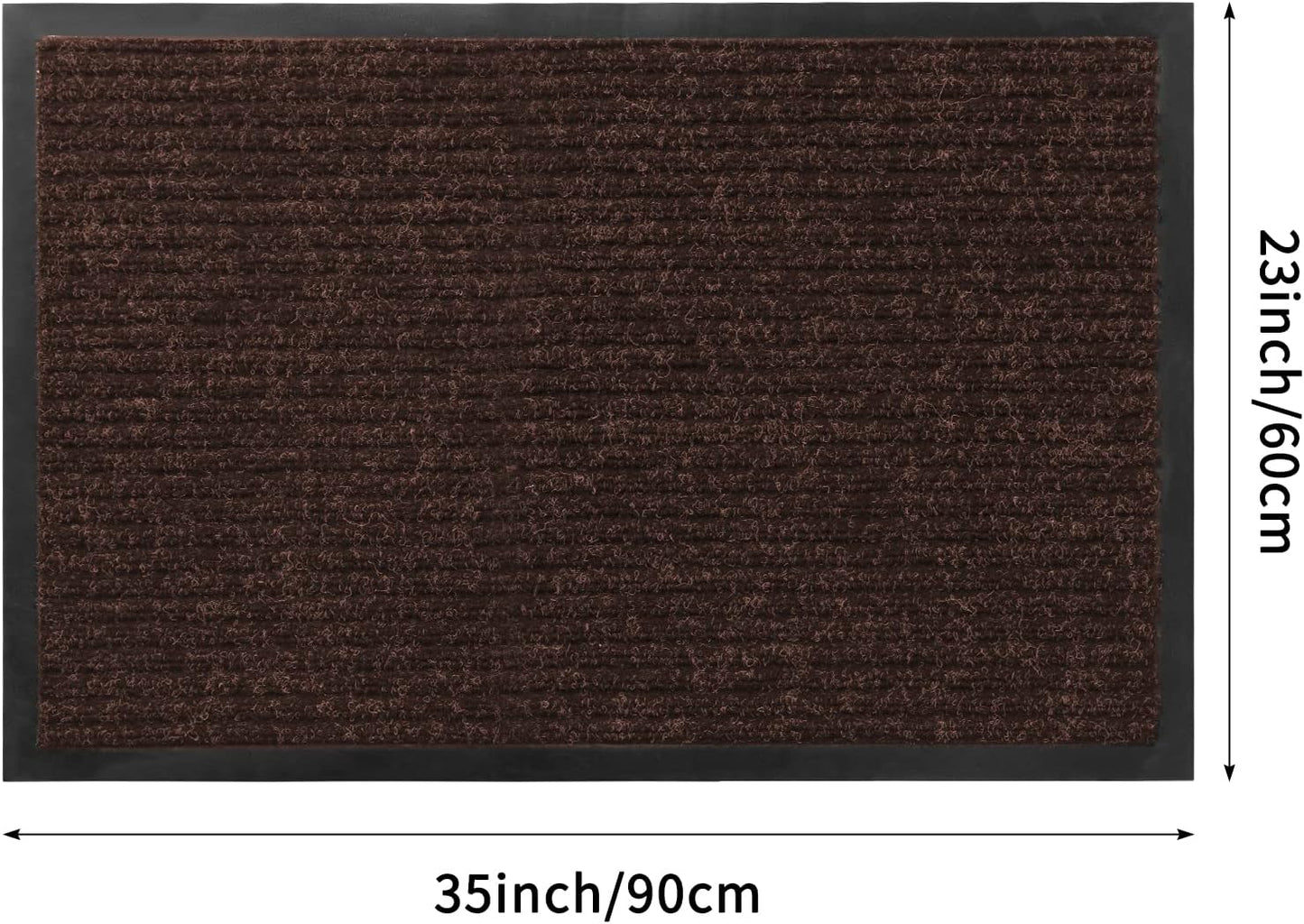 Profile Rubber Door Mat, 35x23inch, Heavy Duty, Entrance Doormat, Indoor and Outdoor, Waterproof, Easy Clean Shoe Scraper, Home Rug Welcome Mats for Entryway, Patio, Porch, Brown