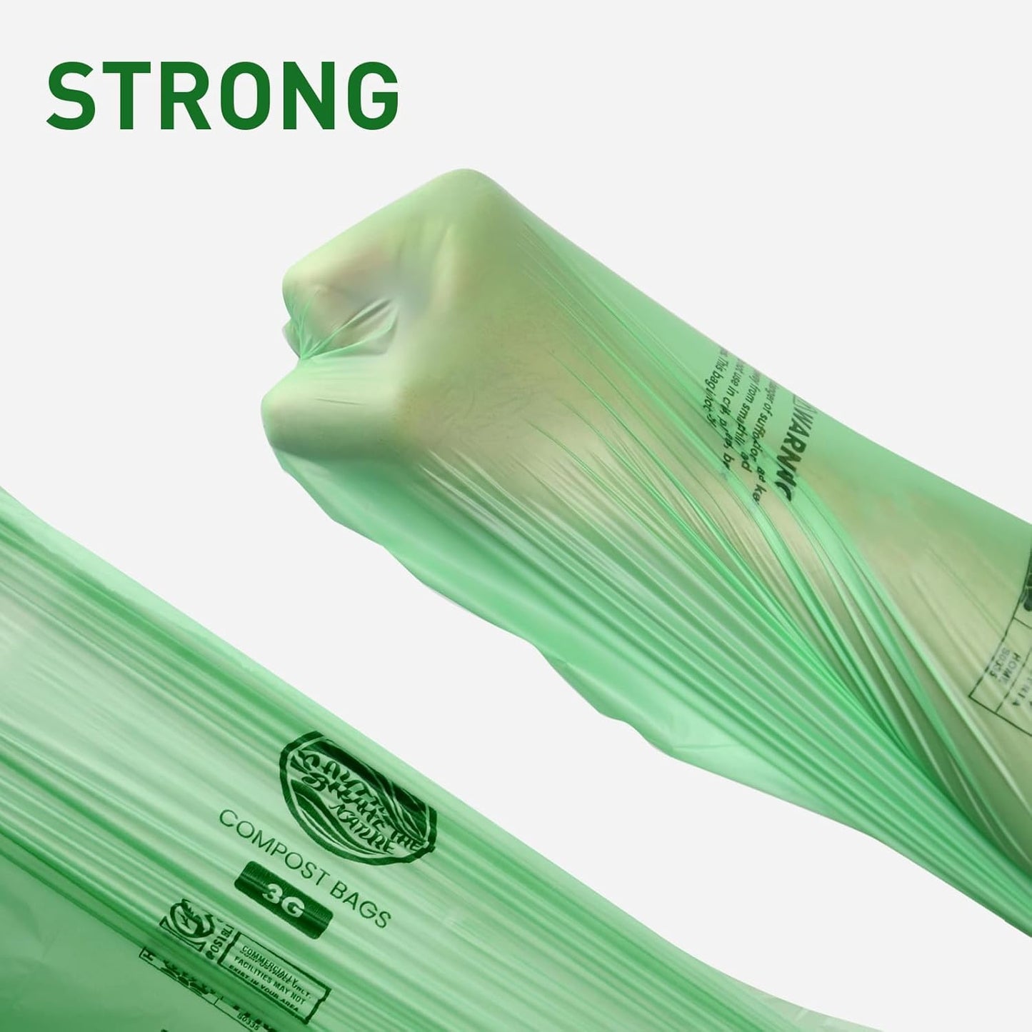 RAYTID 13 + Gallon Compostable Trash Bags,70 Count, Extra Thick 1.1 Mil, Tall Kitchen Food Scrap Waste Bag, ASTM D6400, US BPI and OK Compost HOME Certified