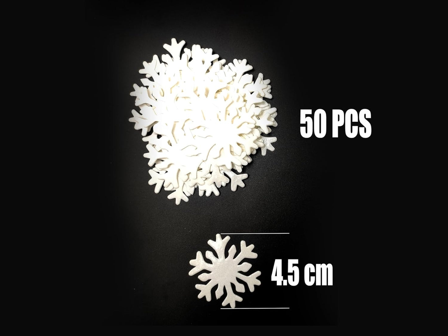 50pcs Edible White Snowflakes for Cake Decorating Cupcake Toppers for Christmas Winter frozen Theme Birthday Party Decorations