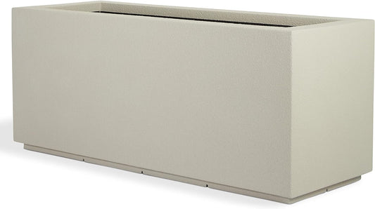 PolyStone Milan Tall Modern Outdoor/Indoor Rectangular Trough Planter, 46" L X 17" W X 19" H, Lightweight, Heavy Duty, Weather Resistant, Polymer Finish, Commercial and Residential (Greige)